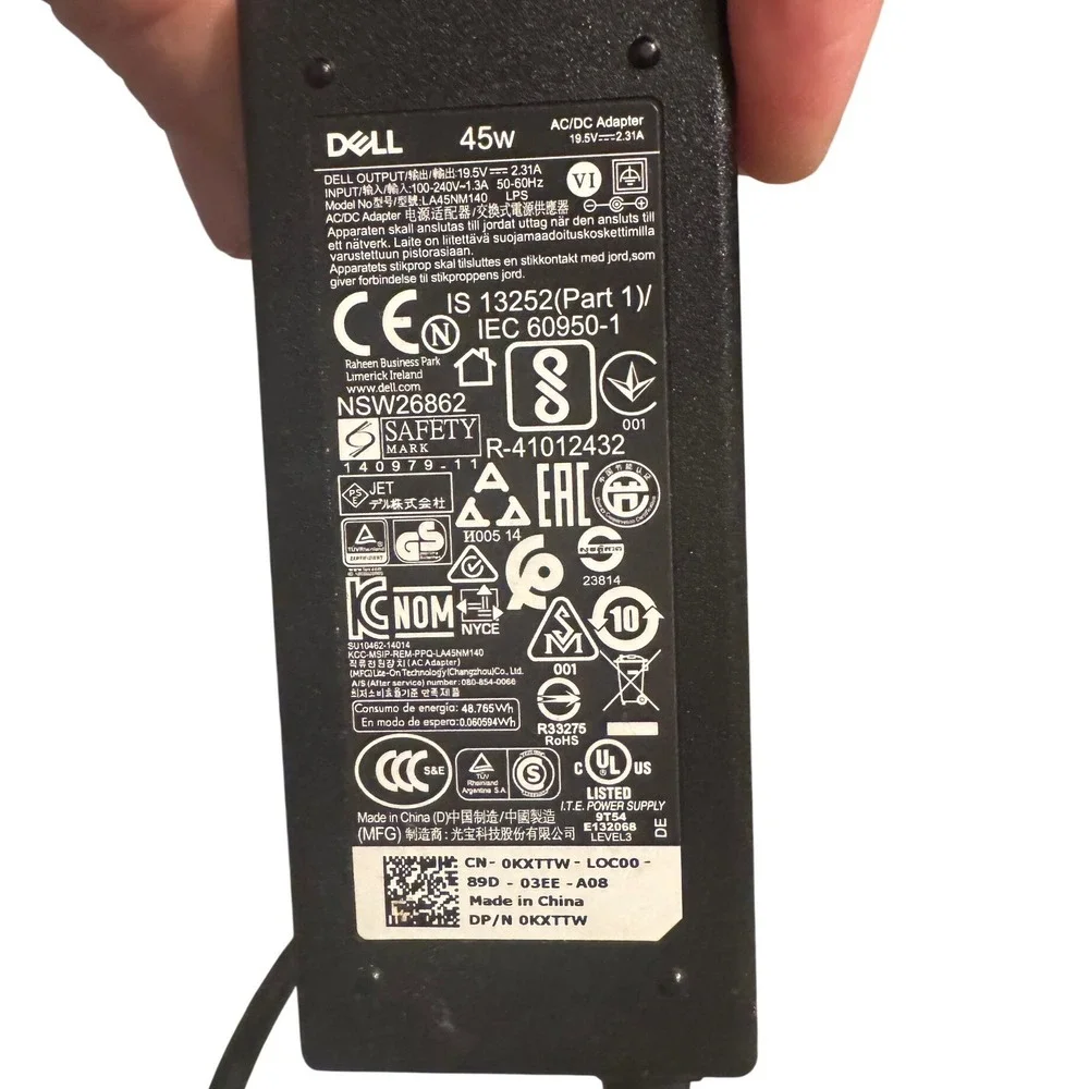 Dell 45W AC DC Power Adapter 100 240V Input 19.5V 2.31A Output‎ Laptop Charger